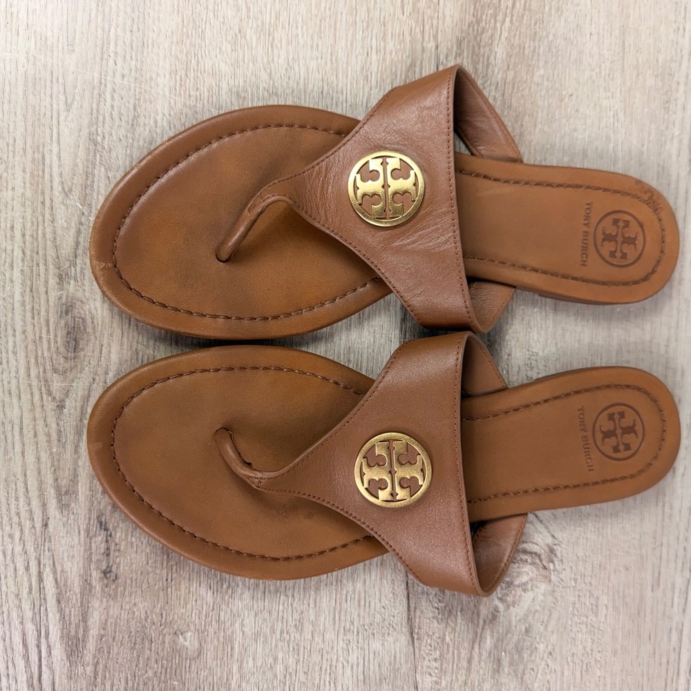 Tory Burch Judy Sandals Leather Tan Womens 8